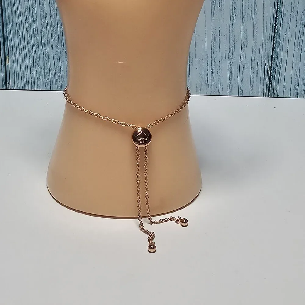 Kate Spade Full Circle Round Bezels Bolo Slider Bracelet Rose Gold Adjustable - Picture 4 of 10